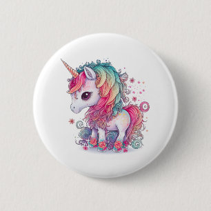 Cute Colourful Magical Creature Unicorn Artwork   2 Inch Round Button