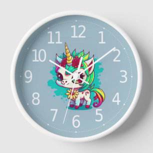 Cute Colourful Magical Creature Unicorn Artwork Clock