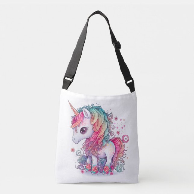 Cute Colourful Magical Creature Unicorn Artwork | Crossbody Bag (Front)