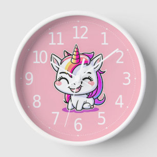 Cute Colourful Magical Happy Unicorn Artwork Clock