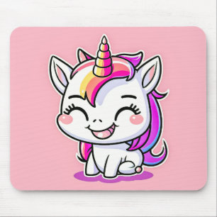 Cute Colourful Magical Happy Unicorn Artwork   Mouse Pad