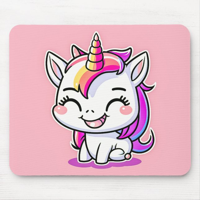 Cute Colourful Magical Happy Unicorn Artwork | Mouse Pad (Front)