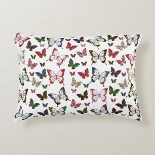 Cute Colourful Marble Butterfly Spring Pattern Accent Pillow