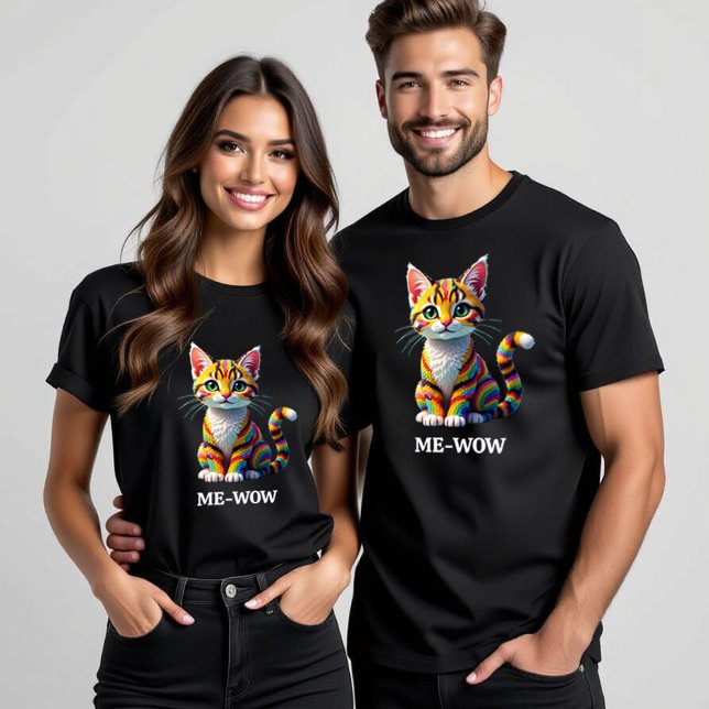 Cute Colourful Margay Candy Cat T-Shirt (Me-Wow Margay Candy Cat T-Shirt Cover Photo (two models))