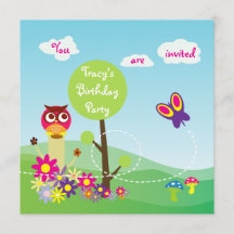 Cute Colourful Meadow Flower Butterfly Owl Mushroo