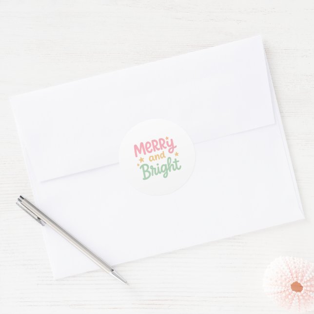 Cute Colourful Modern Christmas Classic Round Sticker (Envelope)