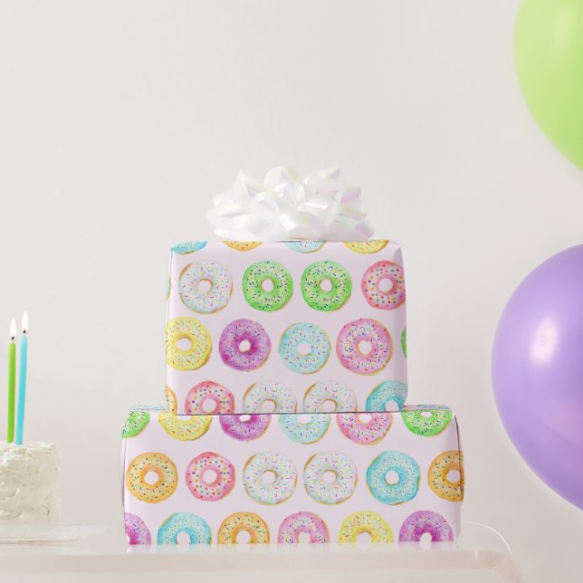 Cute Colourful Modern Doughnut Themed Wrapping Paper (Party Gifts)