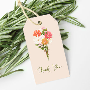 Cute Colourful Modern Flower Bouquet Thank You Gift Tags