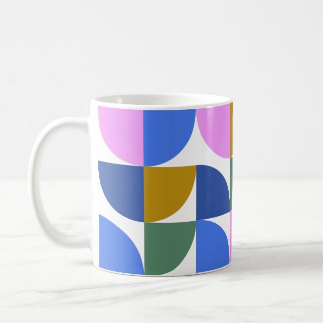 Cute Colourful Modern Geometric Shapes Blue Purple Coffee Mug (Left)