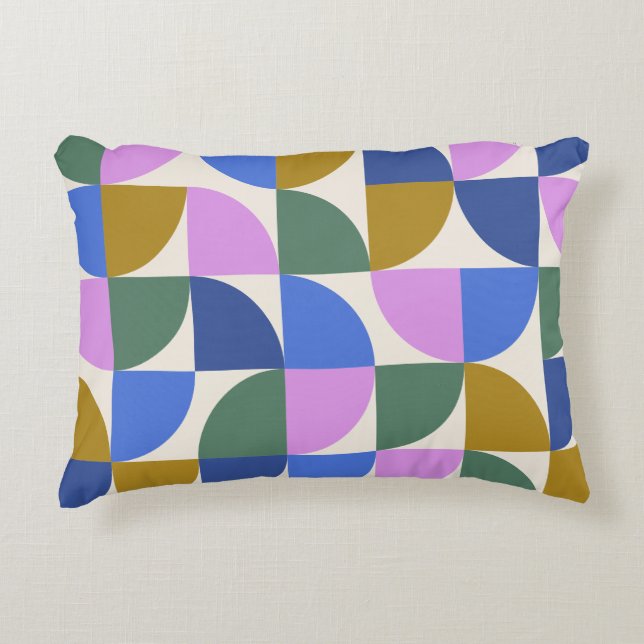 Cute Colourful Modern Geometric Shapes Pattern Blu Accent Pillow (Front)