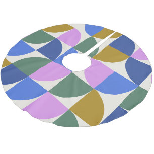 Cute Colourful Modern Geometric Shapes Pattern Blu Brushed Polyester Tree Skirt