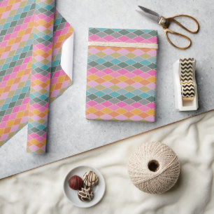 Cute Colourful Modern Geometric Shapes Pattern Wrapping Paper
