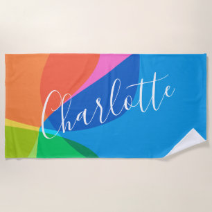 Cute Colourful Modern Geometric Shapes Personalize Beach Towel