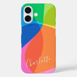 Cute Colourful Modern Geometric Shapes Personalize iPhone 16 Case