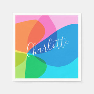 Cute Colourful Modern Geometric Shapes Personalize Napkin