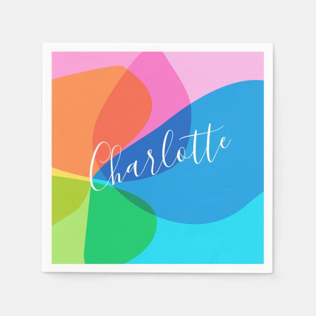 Cute Colourful Modern Geometric Shapes Personalize Napkin (Front)