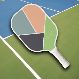 Cute Colourful Modern Initials Monogram Pickleball Paddle