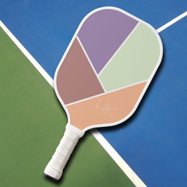 Cute Colourful Modern Initials Monogram Pickleball Paddle (Creator Uploaded)