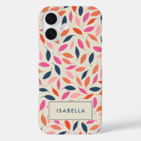 Cute Colourful Modern Leaves Pink Blue Personalize