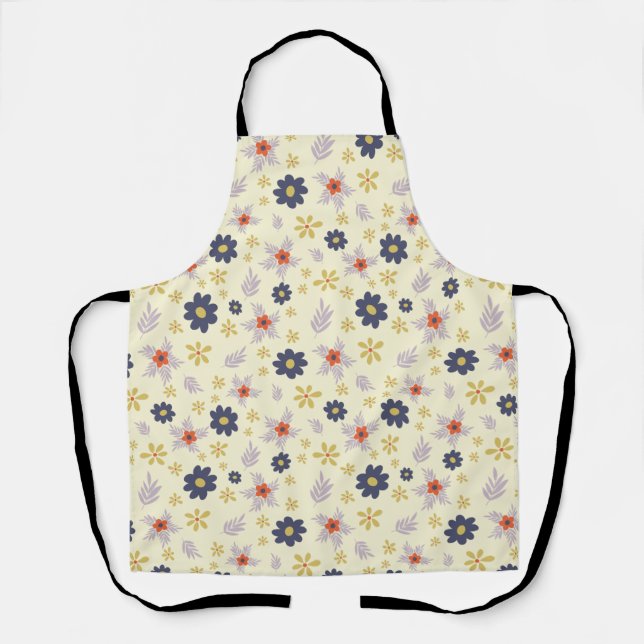 Cute Colourful Modern Vintage Floral Print Apron (Front)
