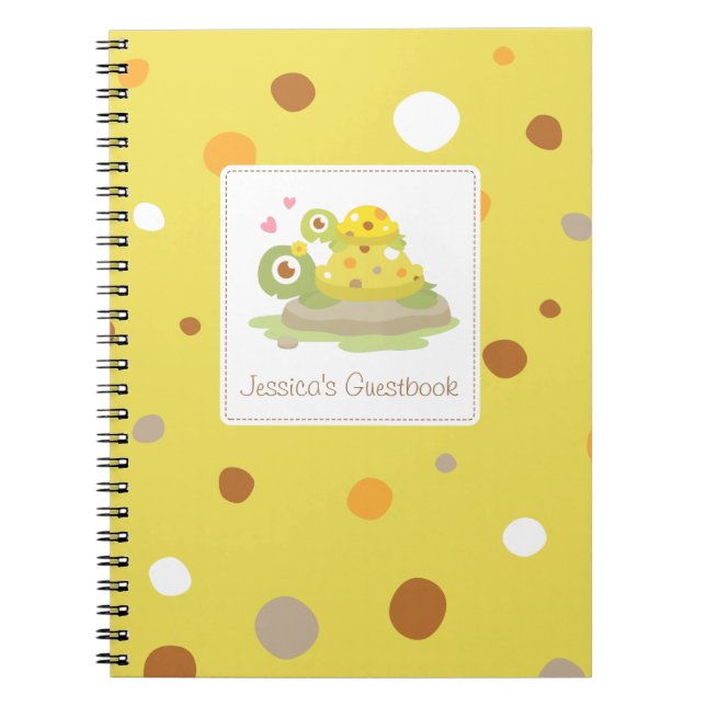 Cute Colourful Mommy Turtle Baby Shower Guestbook Notebook (Front)
