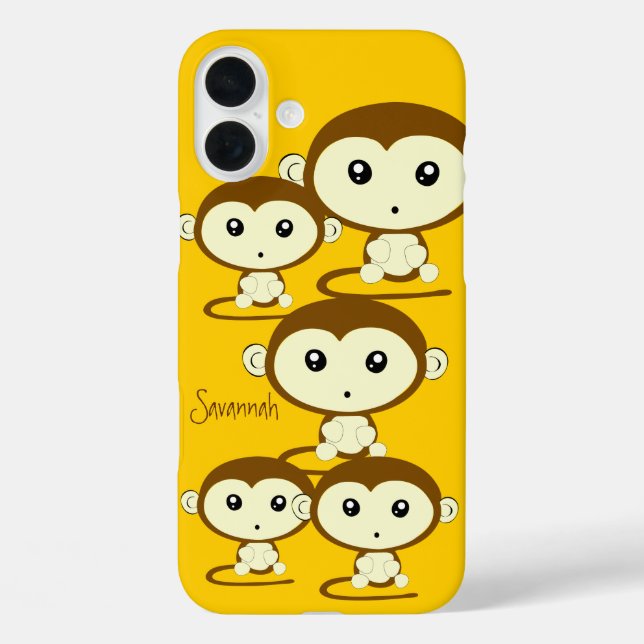 Cute Colourful Monkeys Change Yellow to any Colour Case-Mate iPhone Case (Back)