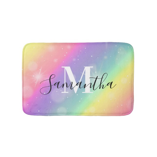 Cute Colourful Monogram Bath Mat (Front)