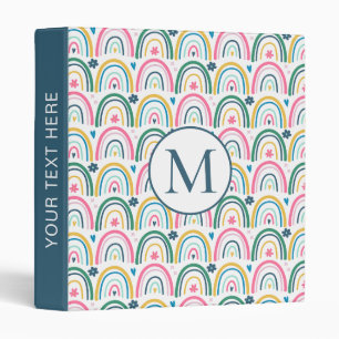Cute Colourful Monogram Rainbow Pattern Binder