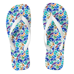 Cute colourful monsters face patterns Case-Mate iP Flip Flops