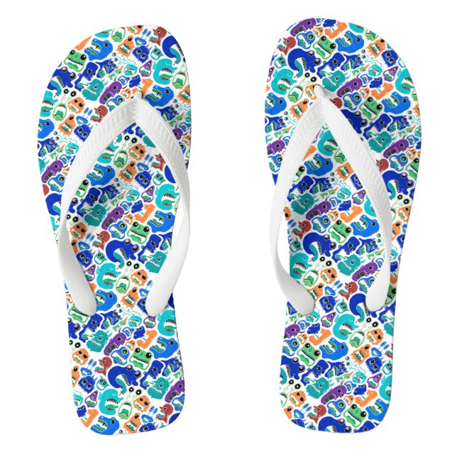 Cute colourful monsters face patterns Case-Mate iP Flip Flops (Footbed)