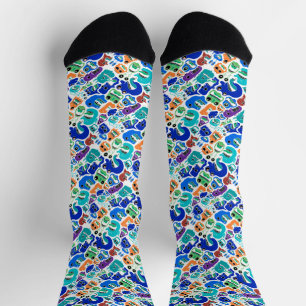 Cute colourful monsters face patterns socks