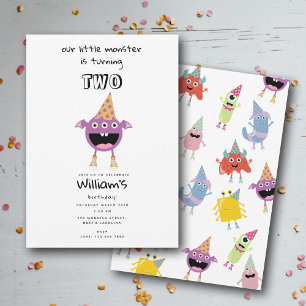 Cute Colourful Monsters Funny Kids Birthday Party Invitation