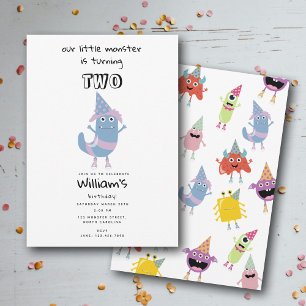 Cute Colourful Monsters Funny Kids Birthday Party Invitation
