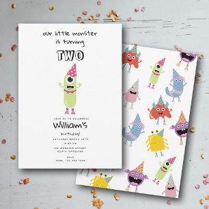 Cute Colourful Monsters Funny Kids Birthday Party Invitation
