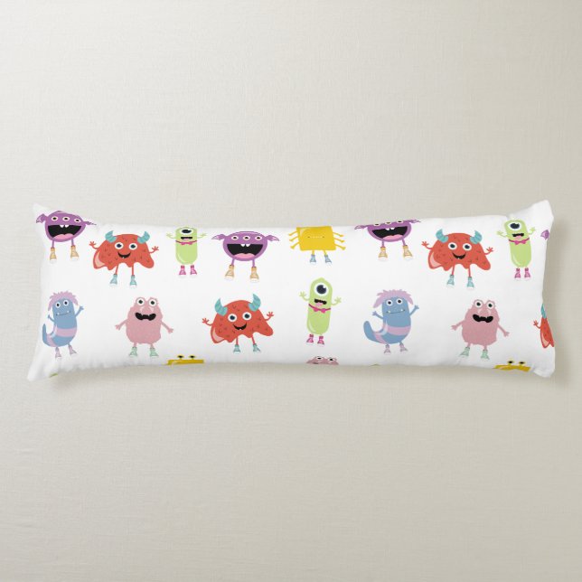 Cute Colourful Monsters Funny Kids Pattern Body Pillow (Front)