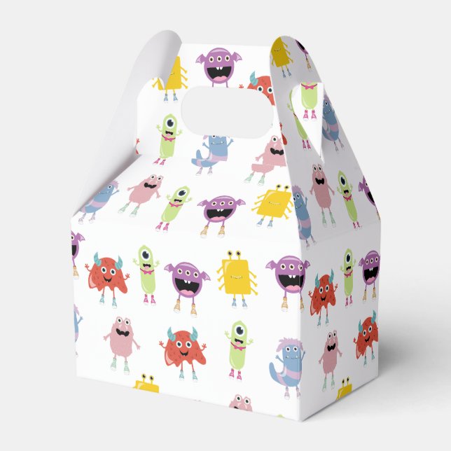 Cute Colourful Monsters Funny Kids Pattern Favor Box (Front Side)