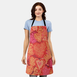 Cute colourful mosaic hearts background design apron