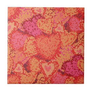 Cute colourful mosaic hearts background design tile