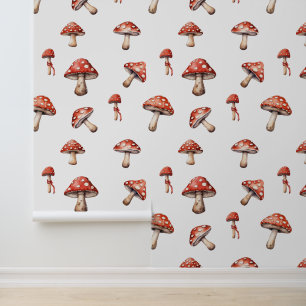Cute Colourful Mushroom Pattern Peel And Stick Wallpaper