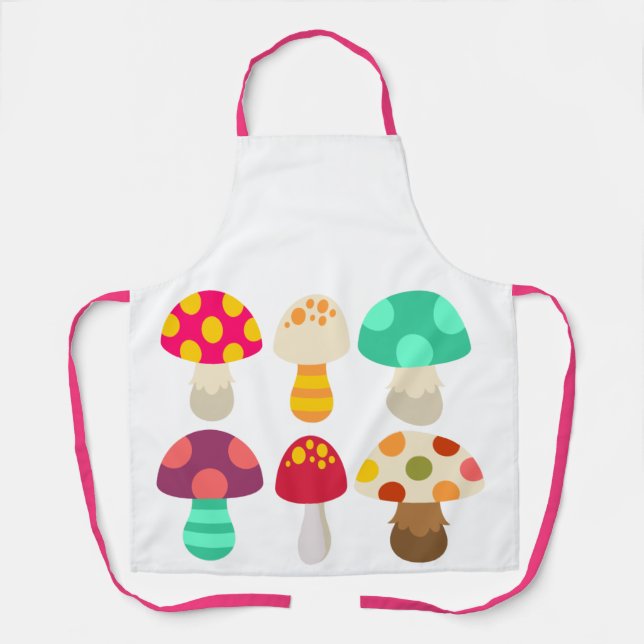 Cute colourful mushrooms apron (Front)