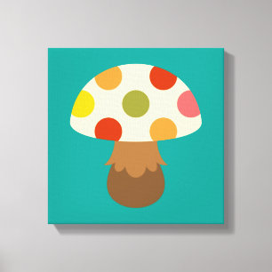 Cute colourful mushrooms canvas print