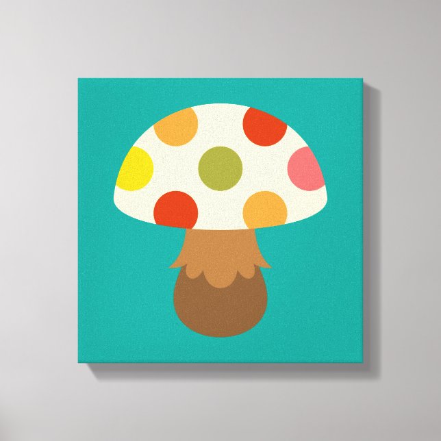Cute colourful mushrooms canvas print (Front)
