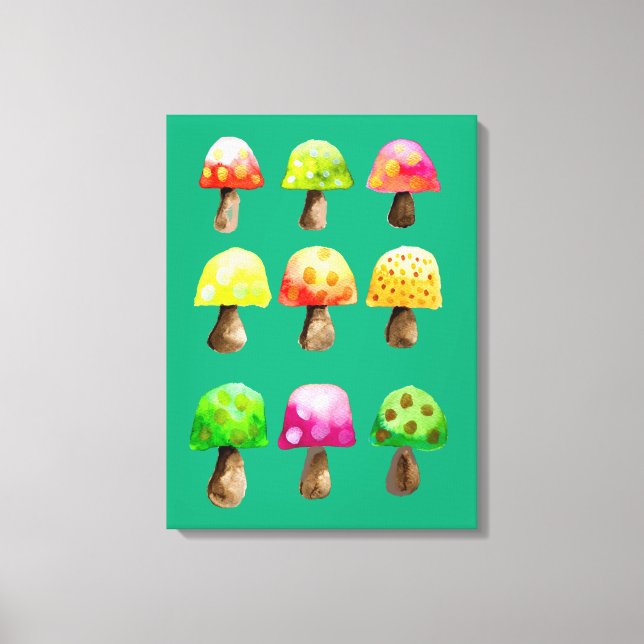 Cute colourful mushrooms canvas print (Front)