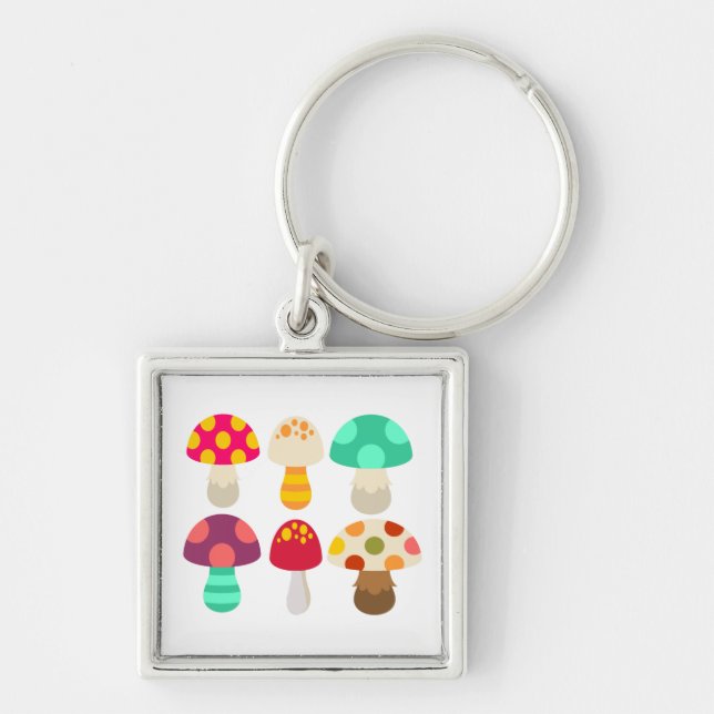 Cute colourful mushrooms keychain (Front)