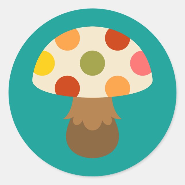Cute colourful mushrooms square sticker (Front)