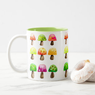 Cute colourful mushrooms Two-Tone coffee mug
