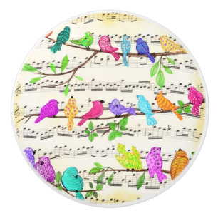 Cute Colourful Musical Birds Symphony - Happy Song Ceramic Knob
