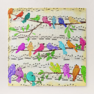 Cute Colourful Musical Birds Symphony - Happy Song Jigsaw Puzzle