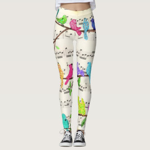 Cute Colourful Musical Birds Symphony - Happy Song Leggings