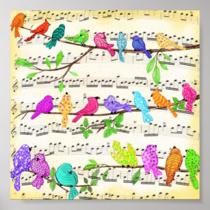 Cute Colourful Musical Birds Symphony - Happy Song Poster